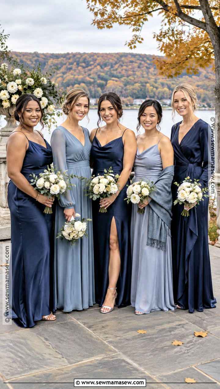 Navy And Dusty Blue Fall Bridesmaid Dresses - 15 Non Matching Bridesmaid Dresses Fall