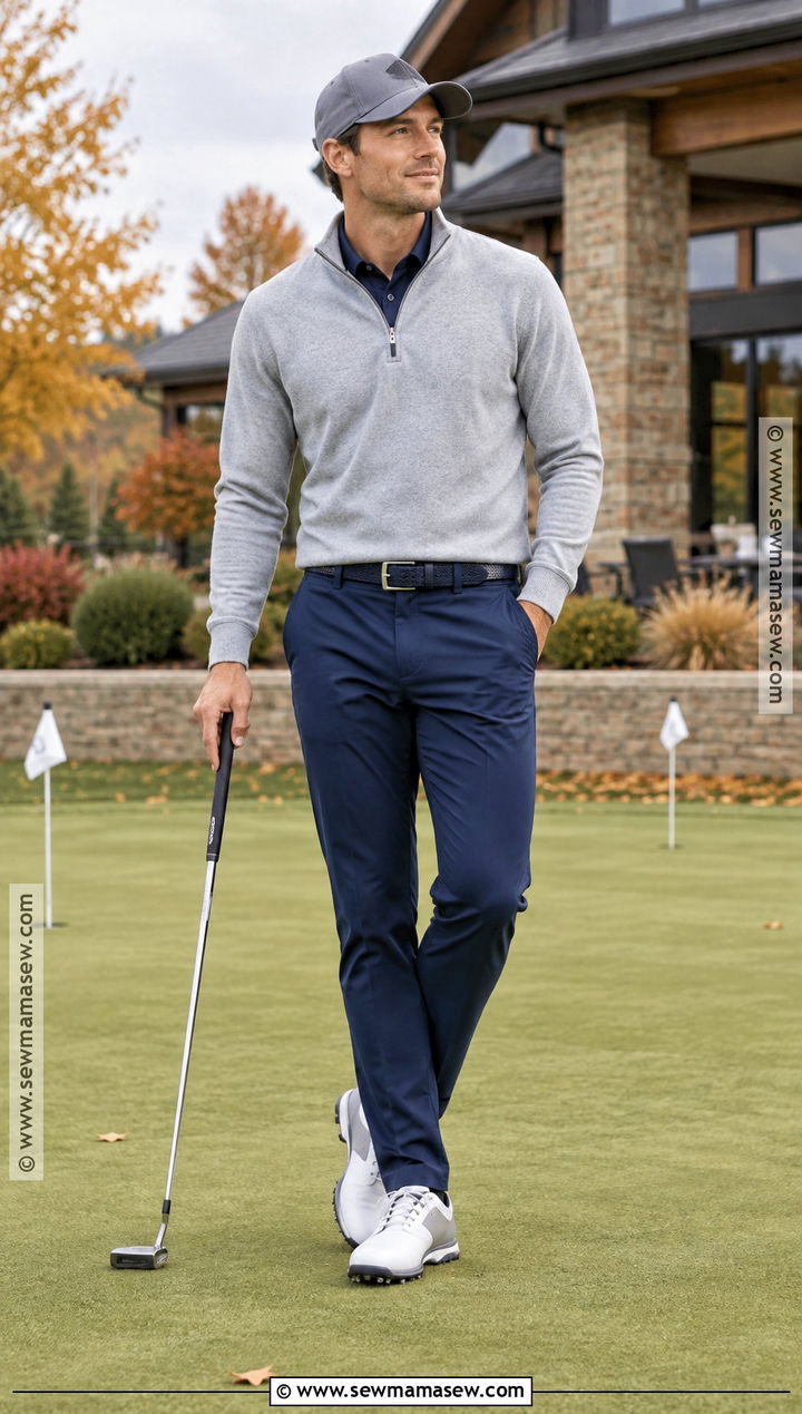 Navy And Gray Fall Golf Outfit - 20 fall golf outfits for men