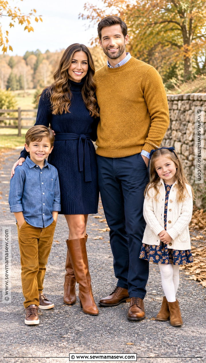 Navy And Mustard Fall Family Outfit - 15 fall family inspo outfits