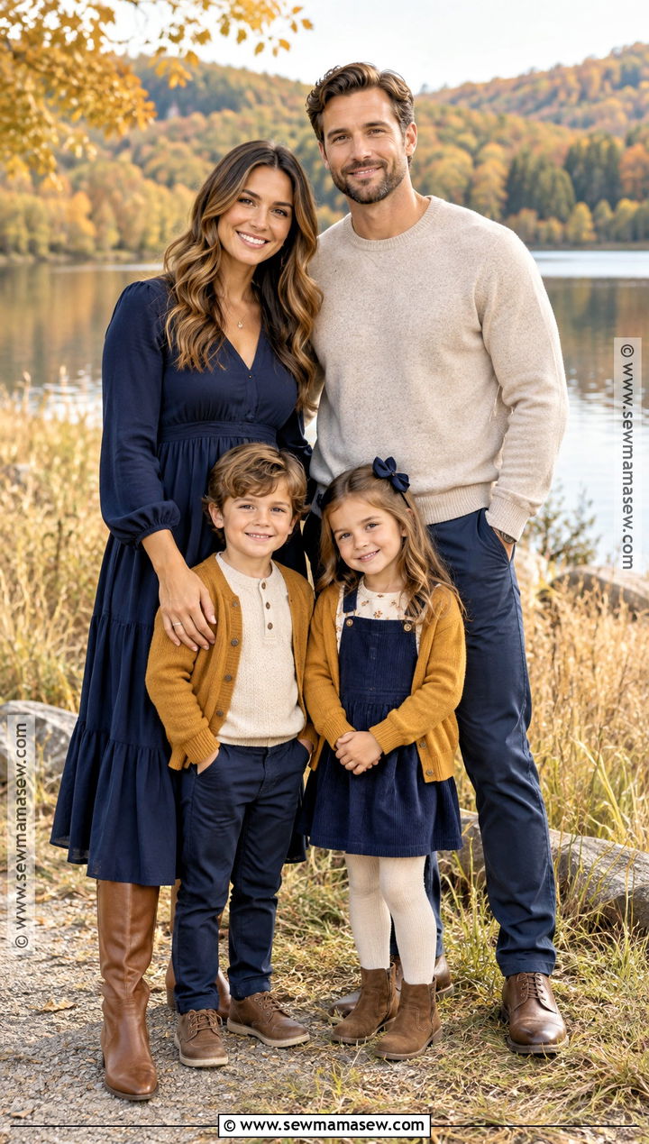 Navy And Mustard Fall Family Photo Outfit - 20 simple fall family photo outfits