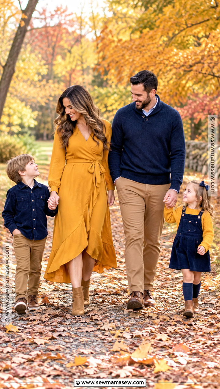 Navy And Mustard Fall Family Photo Outfits - 15 fall family photos outfits 2026