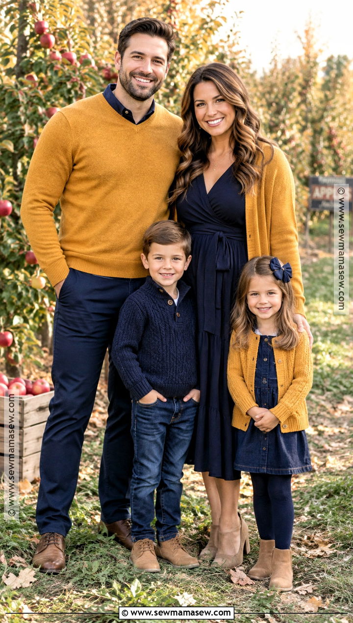 Navy And Mustard Fall Family Photo Outfits - 20 outdoor family photo outfits fall