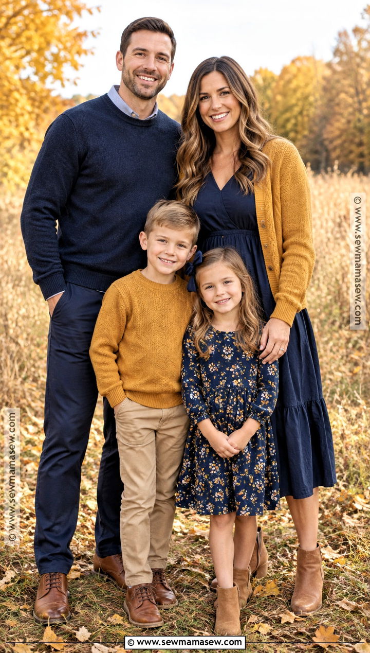 Navy And Mustard Family Fall Picture Outfit - 25 family fall pictures outfits