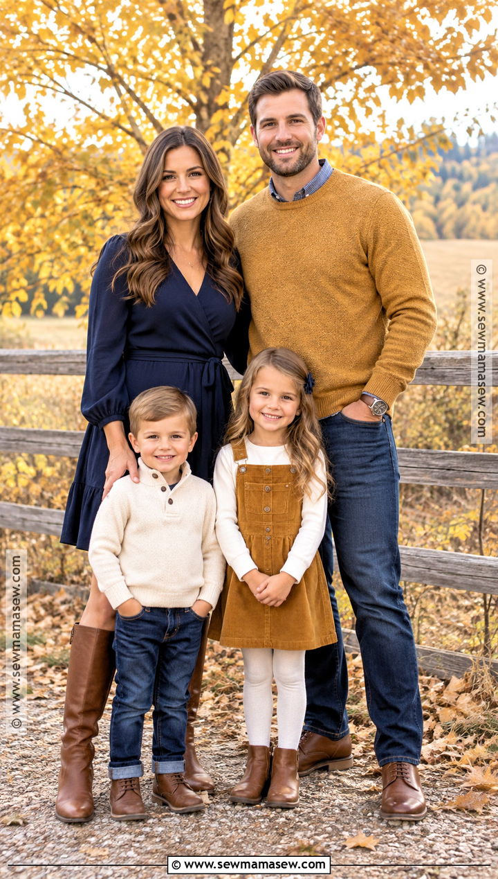 Navy And Mustard Family Photo Outfits - 20 Family Photo Outfits Fall Color Schemes Picture Ideas Winter