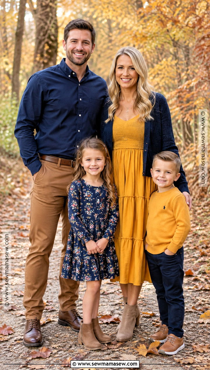Navy And Mustard Family Picture Outfits - 20 Navy Family Pictures Outfits Fall