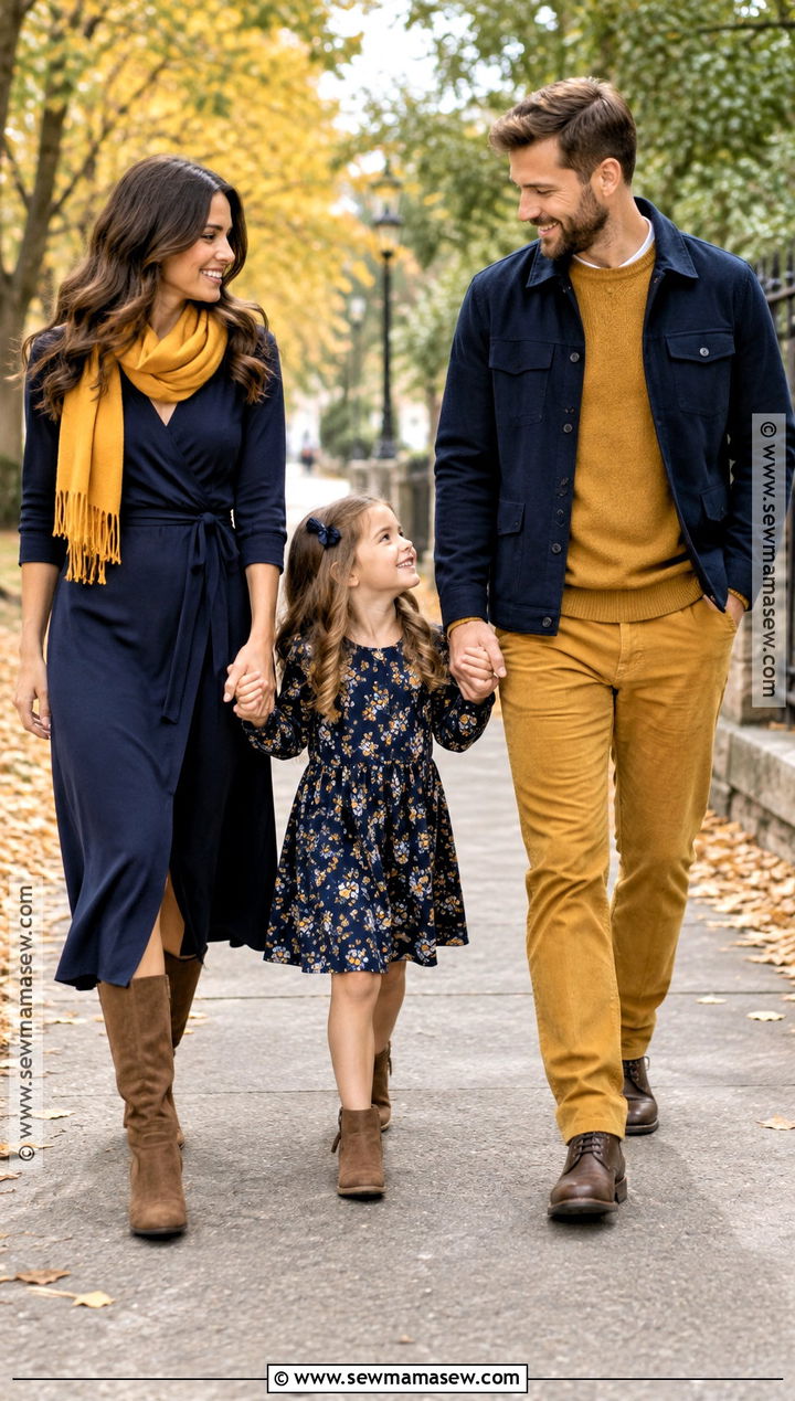 Navy And Mustard Family Picture Outfits - 20 fall family pictures outfits navy