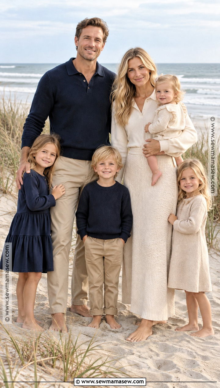 Navy And Oatmeal Fall Beach Family Outfit - 20 fall family beach pictures outfits