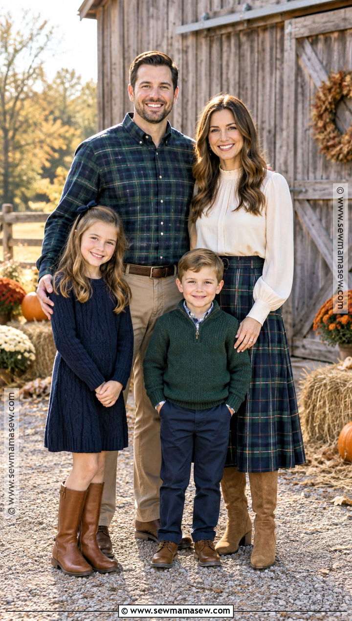 Navy And Plaid Family Picture Outfits - 20 Navy Family Pictures Outfits Fall