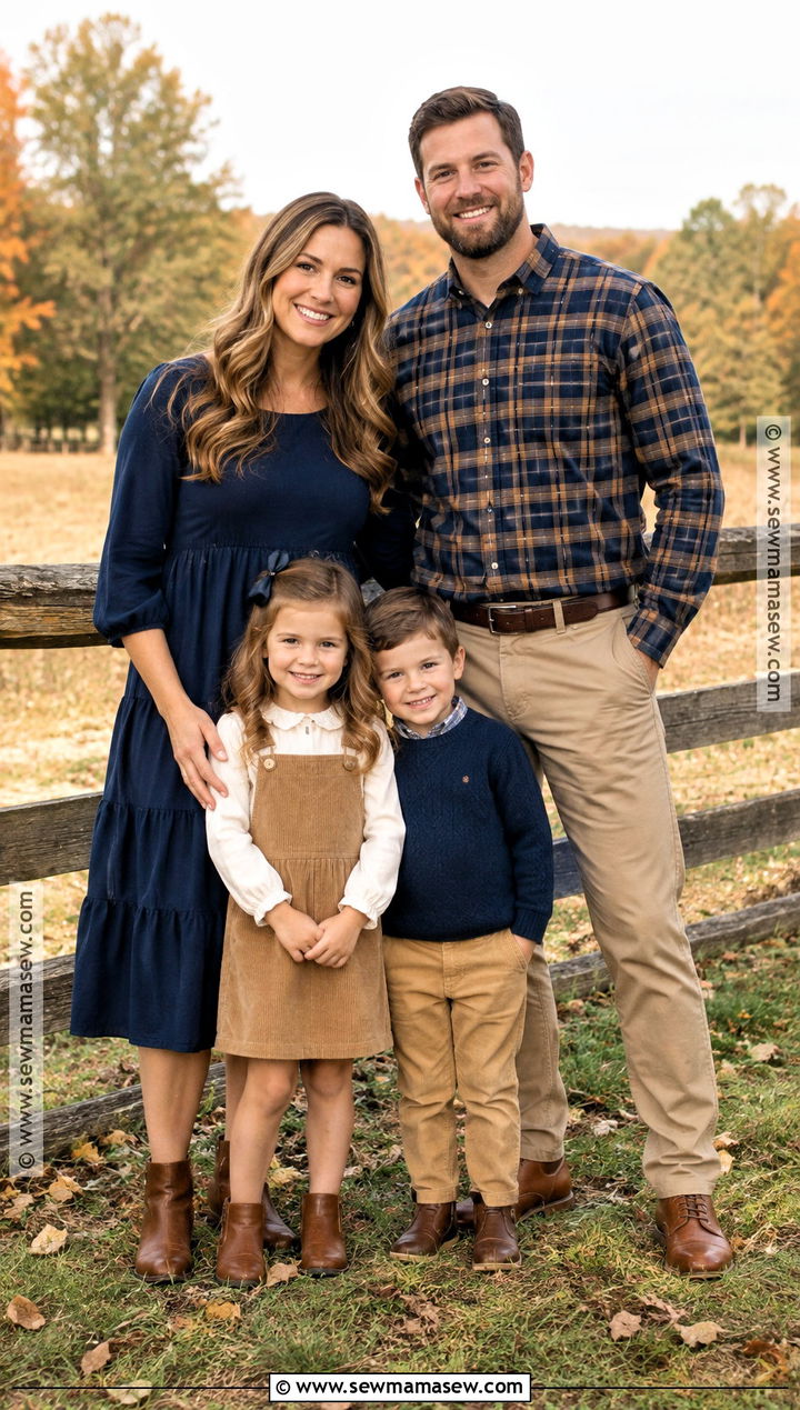 Navy And Tan Plaid Family Picture Outfits - 20 fall family pictures outfits navy