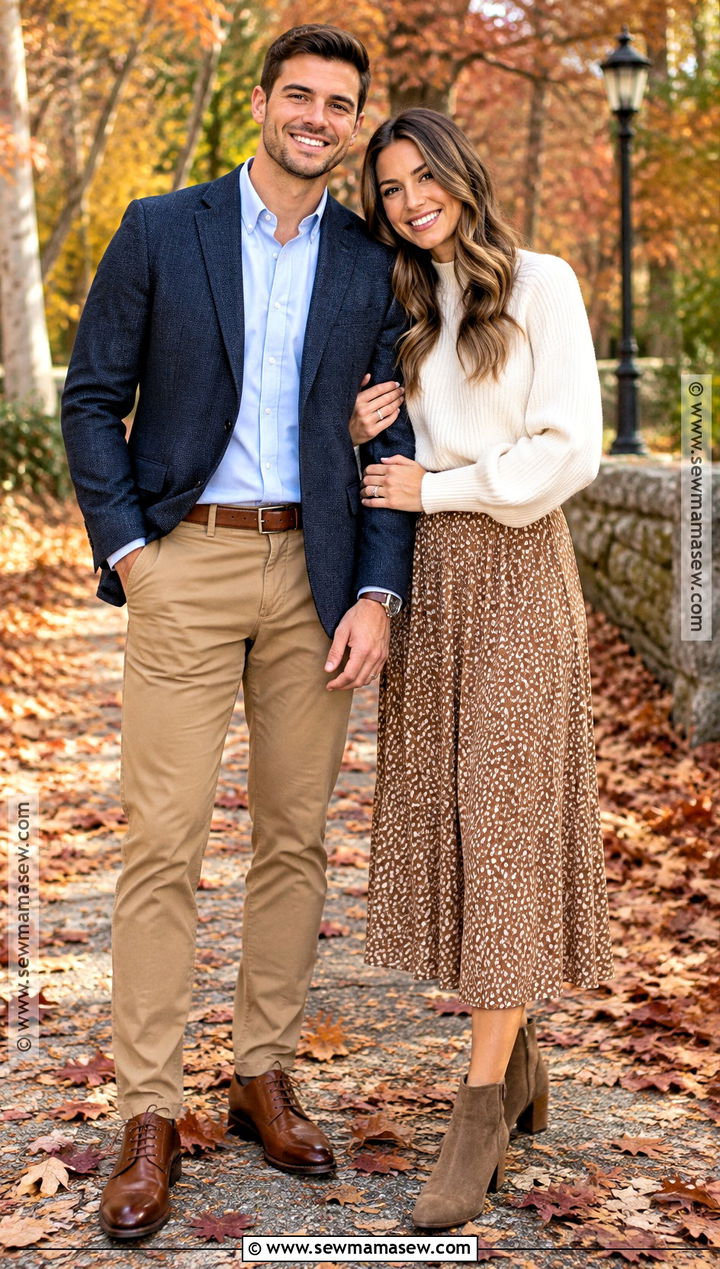 Navy Blazer And Chinos Fall Engagement Outfit - 15 engagement photos men outfit fall ideas