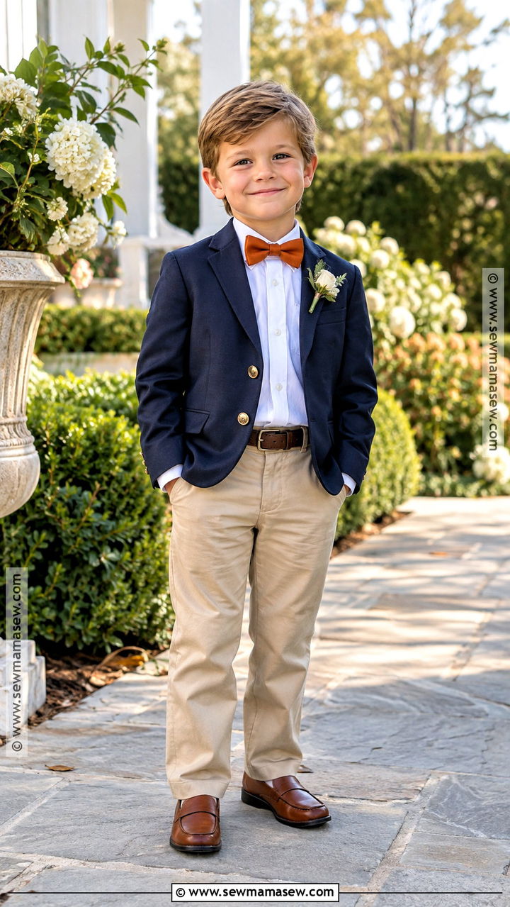 Navy Blazer And Khaki Pants Ring Bearer Outfit - 20 fall ring bearer outfit ideas
