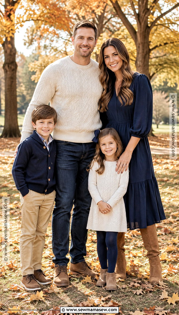 Navy Blue And Cream Family Outfit - 15 fall blue family outfits