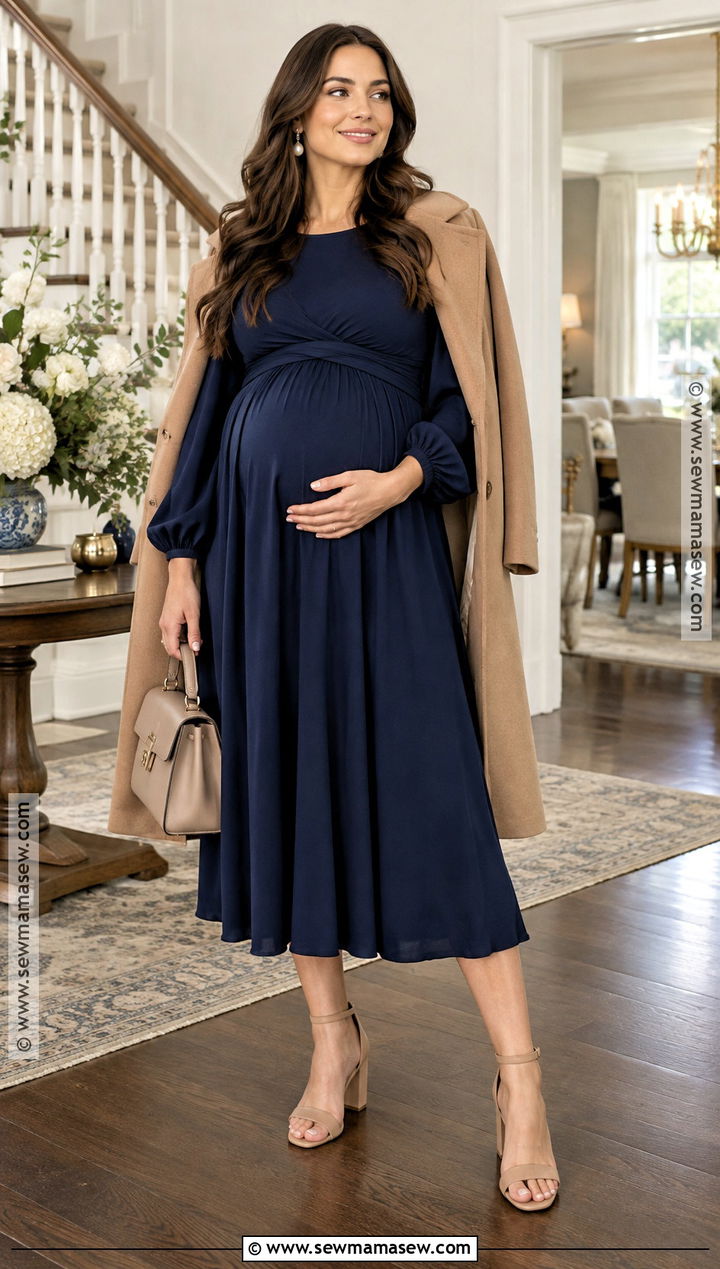 Navy Blue Fall Baby Shower Dress - 25 fall baby shower dress ideas