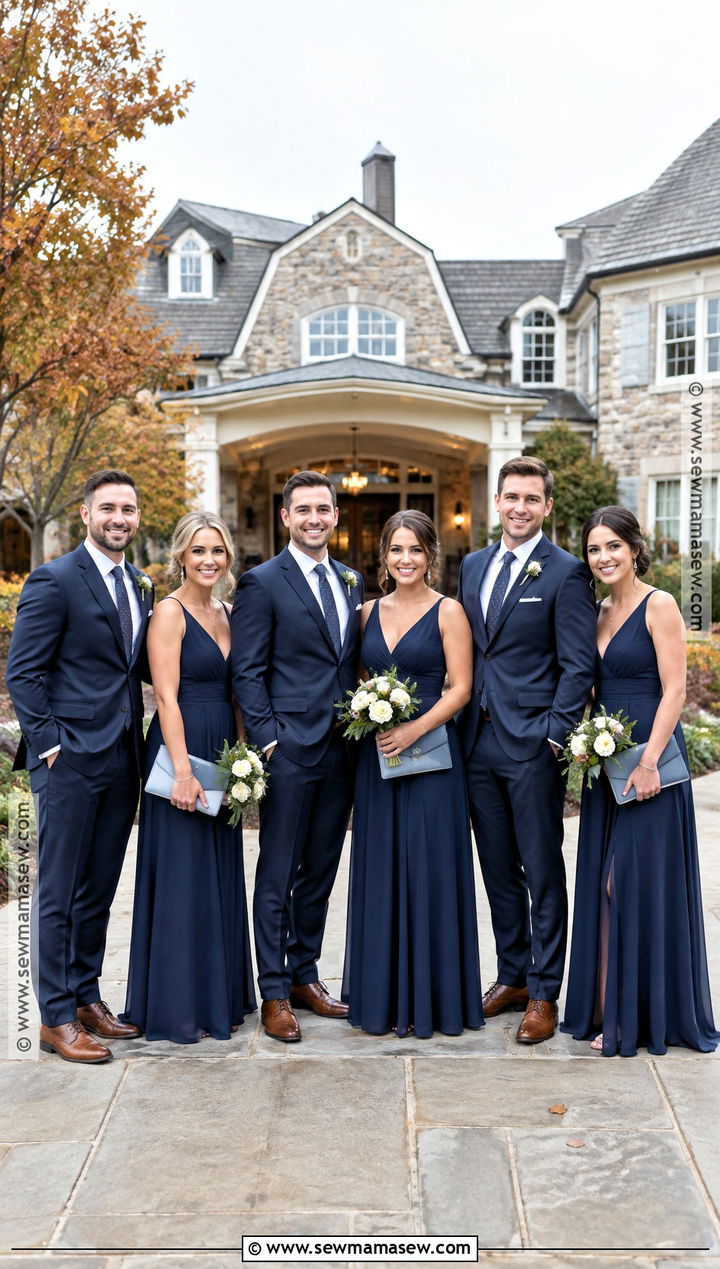 Navy Blue Fall Wedding Party Attire - 15 fall wedding wedding party attire ideas