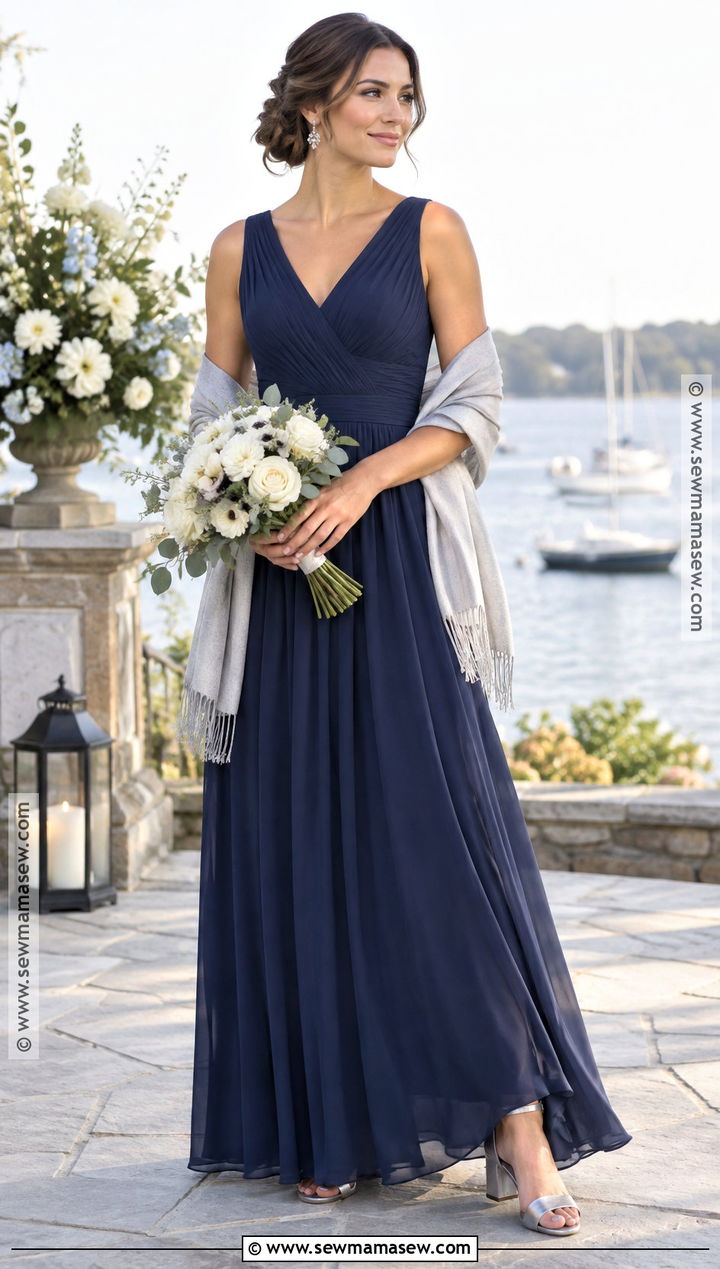 Navy Blue Pleated September Bridesmaid Dress - 15 bridesmaid dresses september wedding