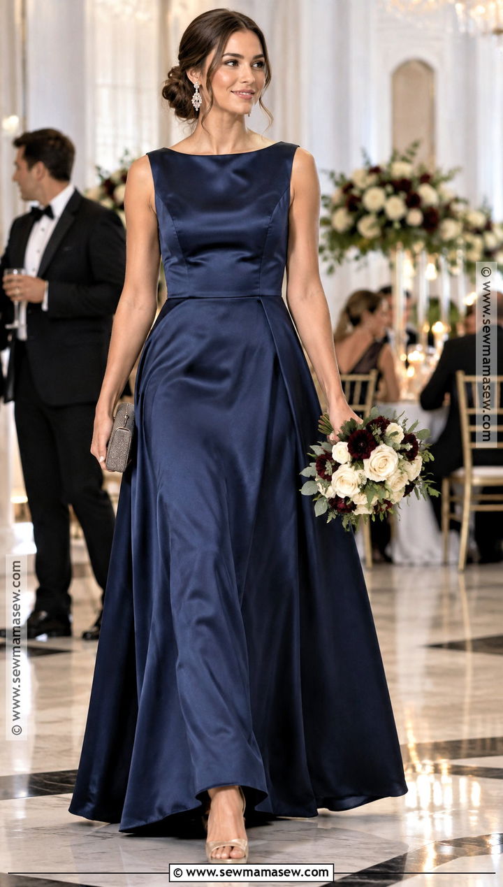 Navy Blue Satin Bridesmaid Dress - 15 Fall Coloured Bridesmaid Dresses