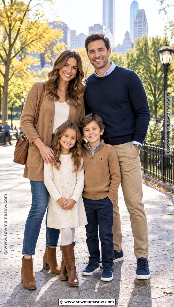 Navy Camel And Cream Family Outfit - 15 casual fall picture outfits for family