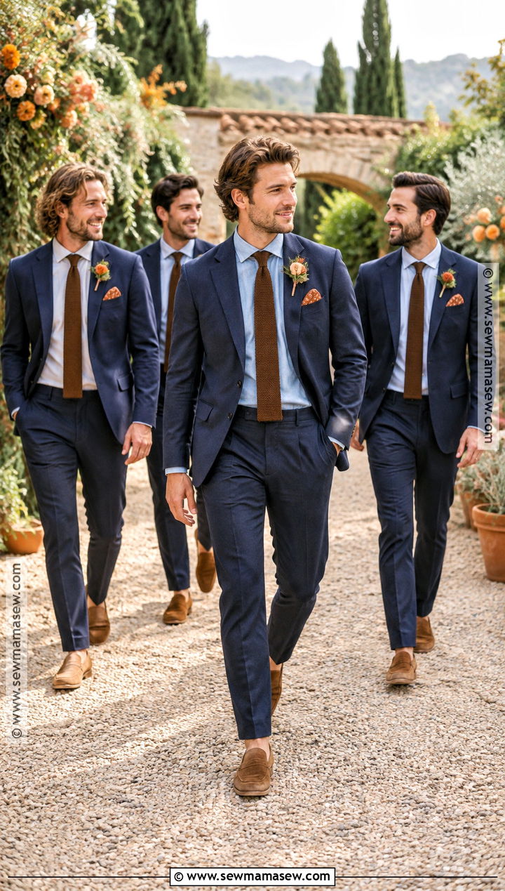 Navy Chino Suit Boho Fall Groomsmen Attire - 15 boho fall groomsmen attire ideas