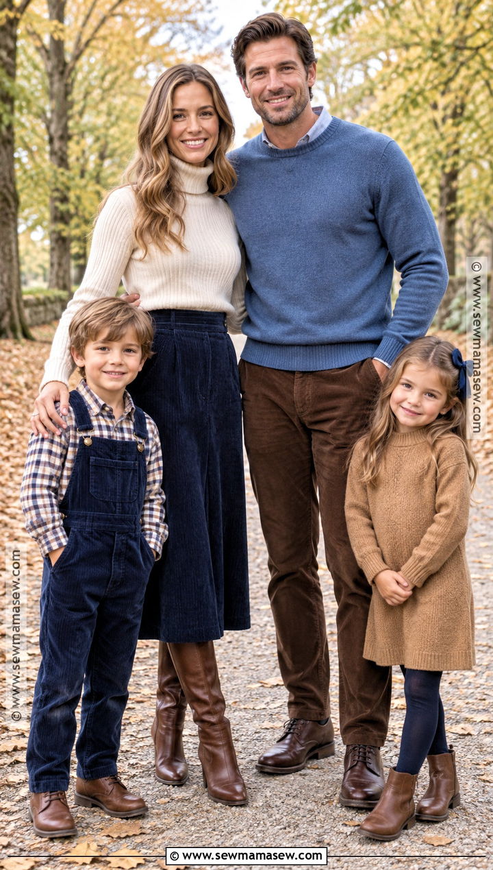 Navy Corduroy Family Outfit - 15 fall blue family outfits