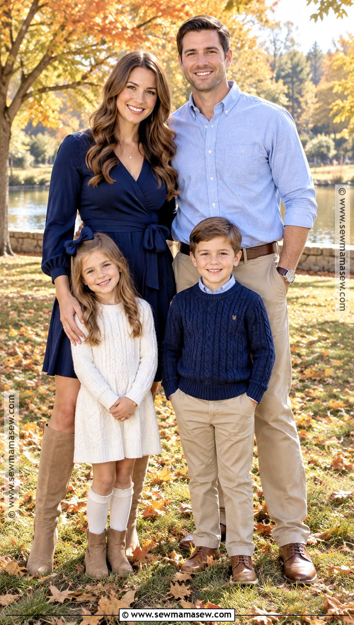 Navy Dress And Khaki Family Picture Outfits - 20 Navy Family Pictures Outfits Fall