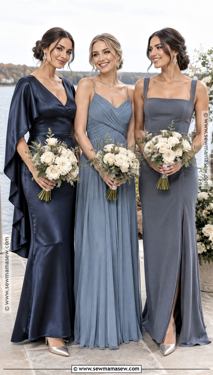 Navy Dusty Blue And Slate Bridesmaid Dresses - 15 fall mixed bridesmaid dresses