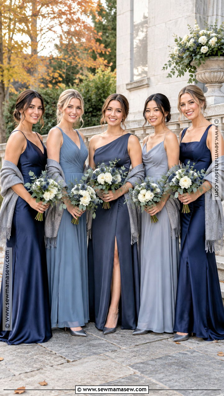 Navy Dusty Blue And Slate Bridesmaid Dresses - 15 fall mix match bridesmaid dresses