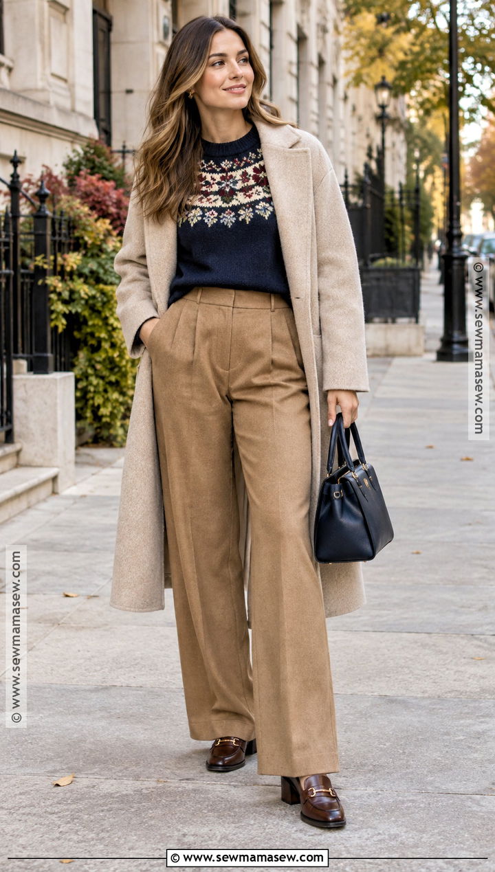 Navy Fair Isle Floral Sweater Outfit - 15 autumn floral sweater design ideas