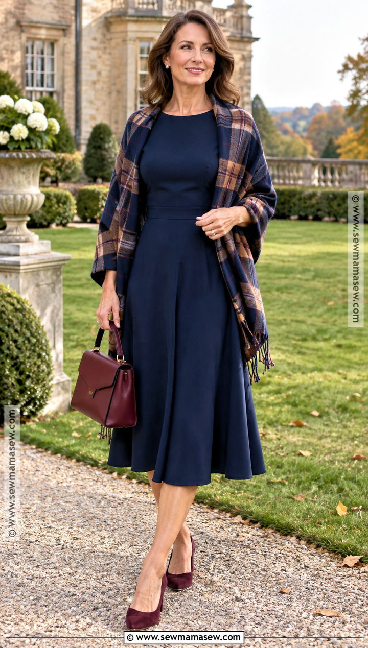 Navy Fit And Flare Fall Wedding Guest Dress - 15 Fall Wedding Guest Dress Casual Outdoor Ideas