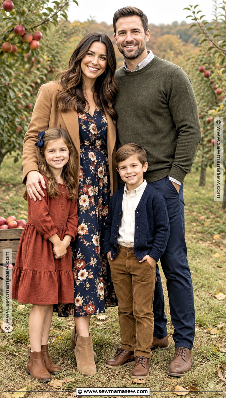 Navy Floral Dress Family Picture Outfits - 20 Navy Family Pictures Outfits Fall