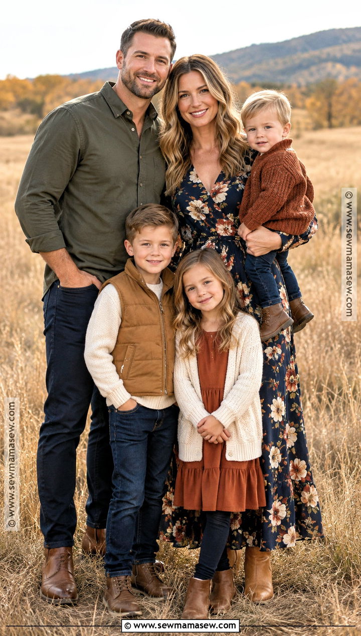 Navy Floral Dress Family Picture Outfits - 20 fall family pictures outfits navy