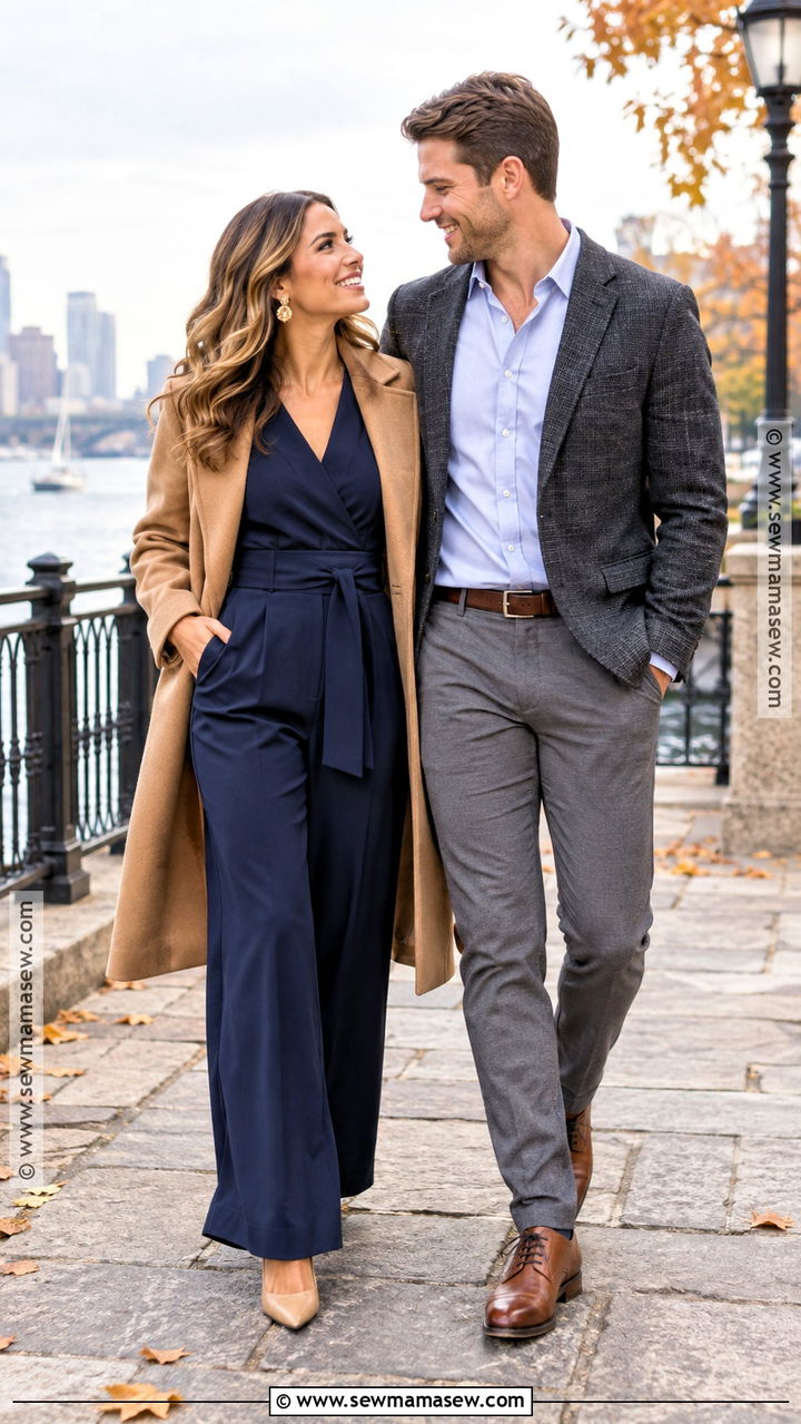 Navy Jumpsuit Fall Engagement Outfit - 20 engagement picture outfits fall
