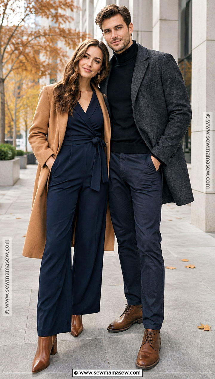Navy Jumpsuit Fall Engagement Outfit - 15 engagement fall outfits