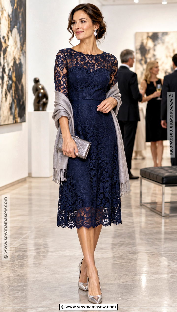 Navy Lace Cocktail Dress Fall Outfit - 15 fall cocktail outfits for women