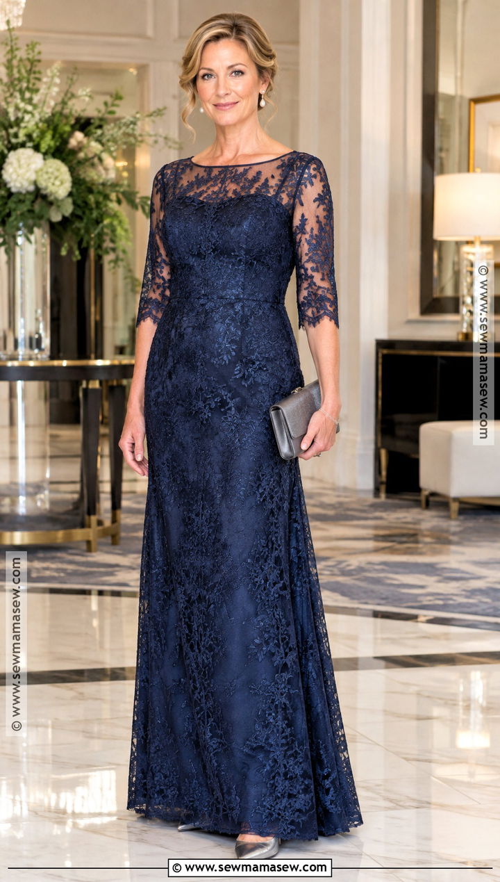 Navy Lace Mother of the Groom Dress With Silver Pumps - 20 mother of groom dresses fall