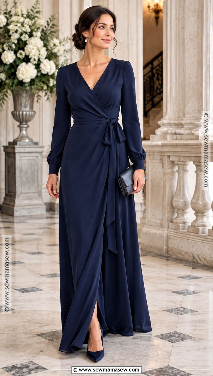 Navy Long Sleeve Maid of Honor Dress - 20 fall maid of honor dresses