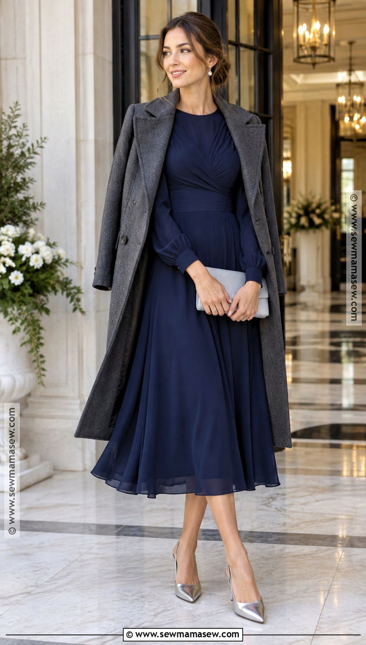 Navy Long Sleeve Semi Formal Dress - 20 fall semi formal dresses