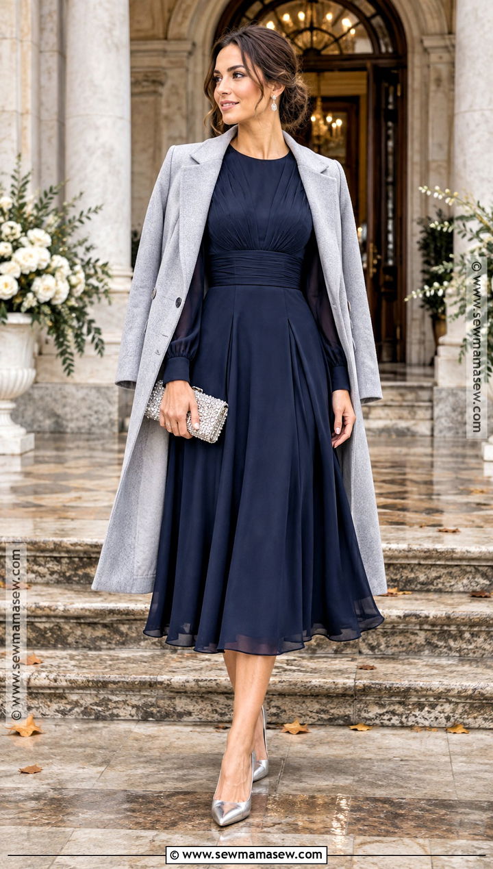 Navy Long Sleeve Wedding Guest Dress - 25 wedding guest dress autumn ideas