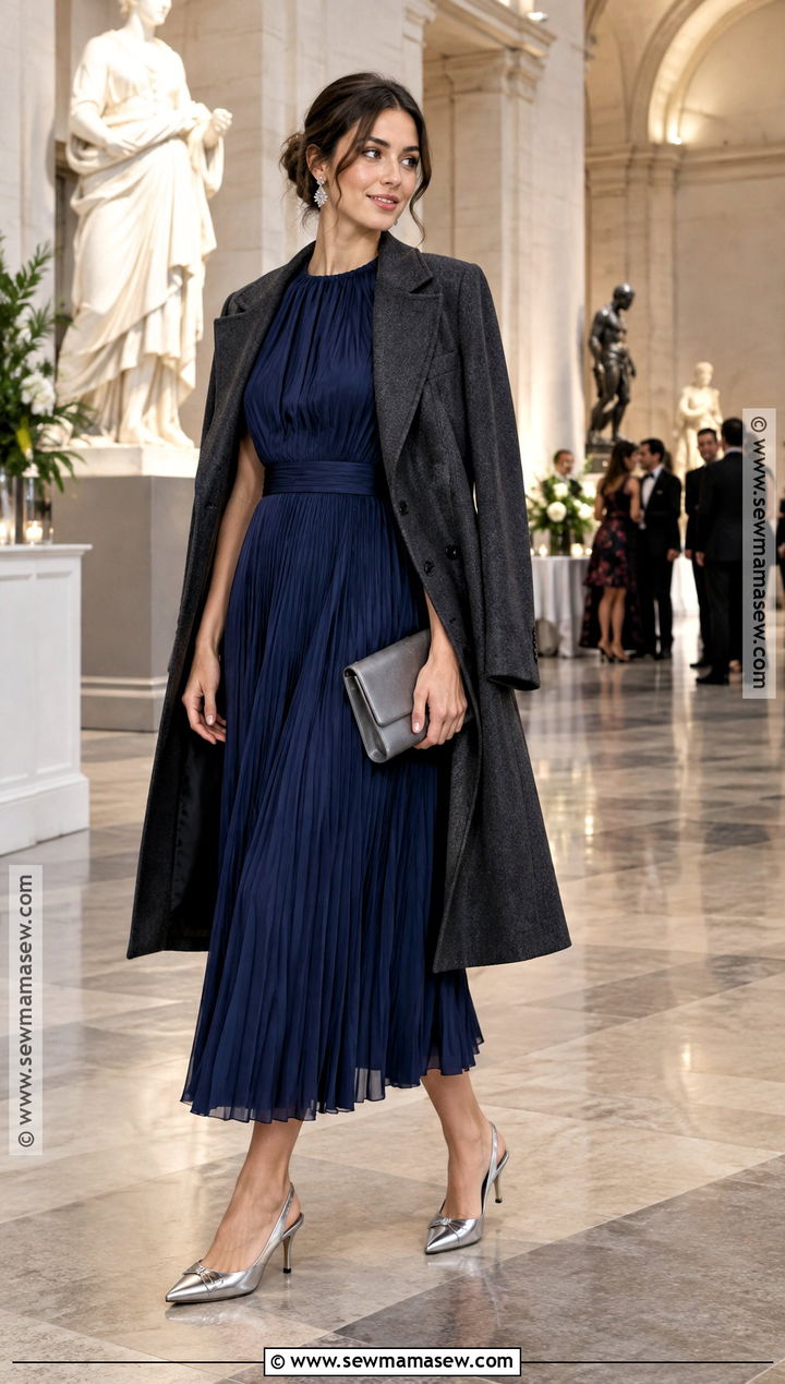 Navy Long Sleeve Wedding Guest Dress - 15 Fall 2026 Wedding Guest Dress Ideas