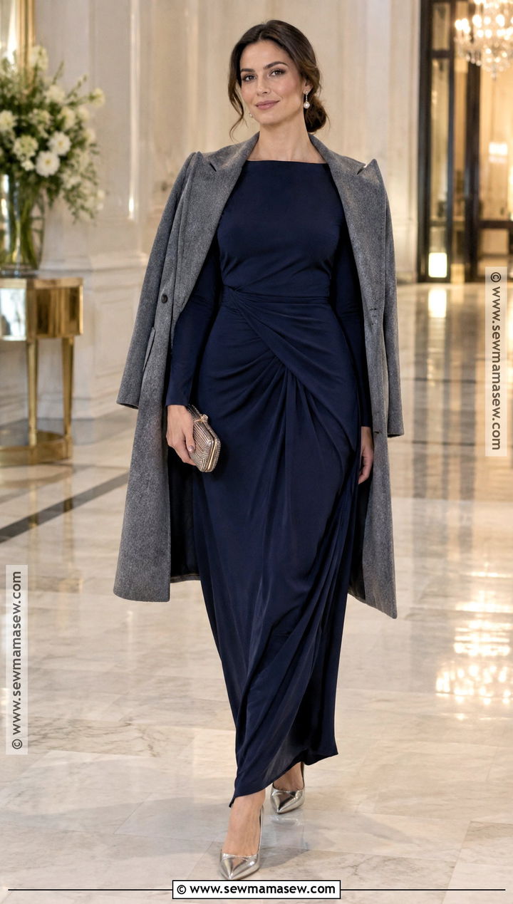 Navy Maxi Dress Fall Party Outfit - 20 party fall outfits