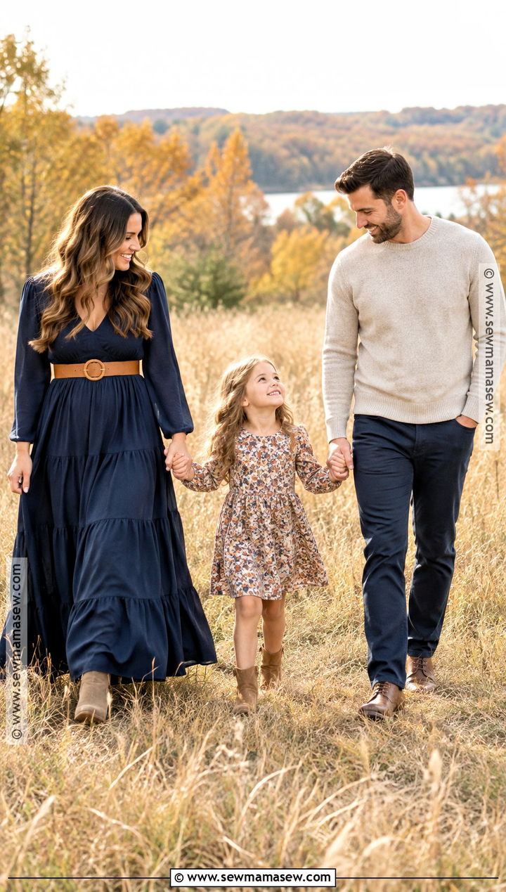 Navy Maxi Dress Family Picture Outfits - 20 Navy Family Pictures Outfits Fall