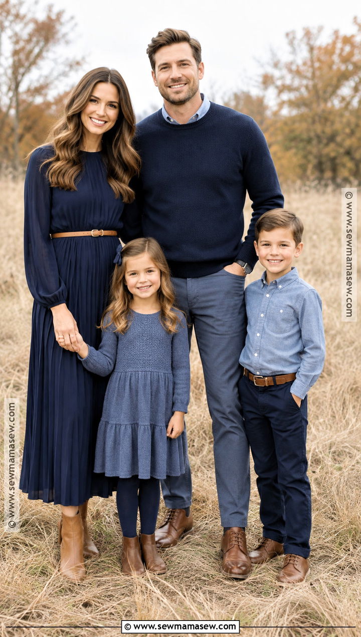 Navy Monochrome Family Picture Outfits - 20 Navy Family Pictures Outfits Fall