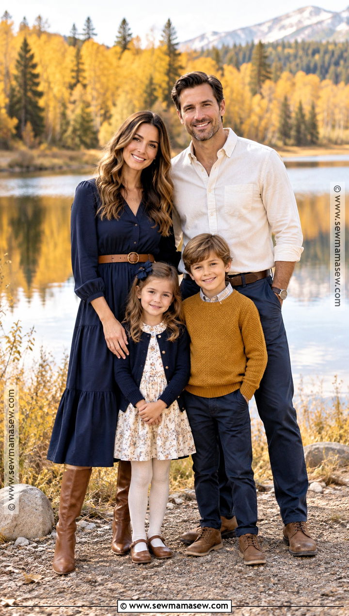 Navy Mustard and Cream Fall Family Photo Outfits - 20 Fall Family Photo Outfits Color Combos