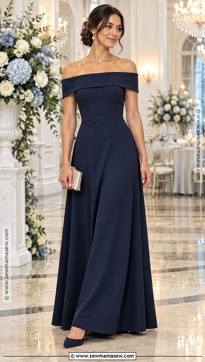 Navy Off Shoulder Bridesmaid Dress - 15 Fall 2026 Bridesmaid Dresses