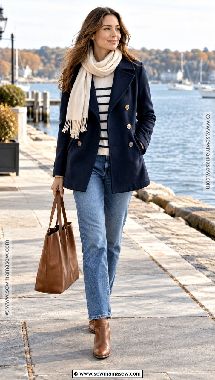Navy Peacoat Jacket Outfit - 30 autumn jacket ideas