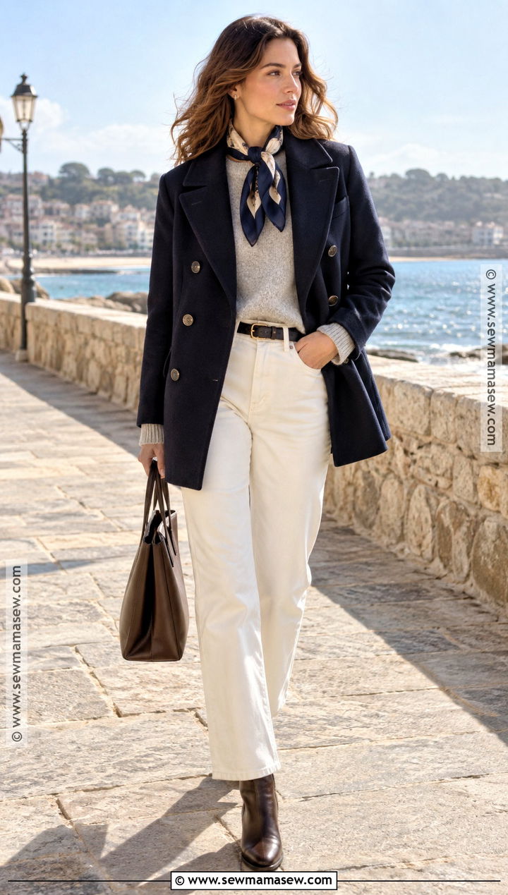 Navy Peacoat Old Money Autumn Outfit - 25 old money autumn outfits