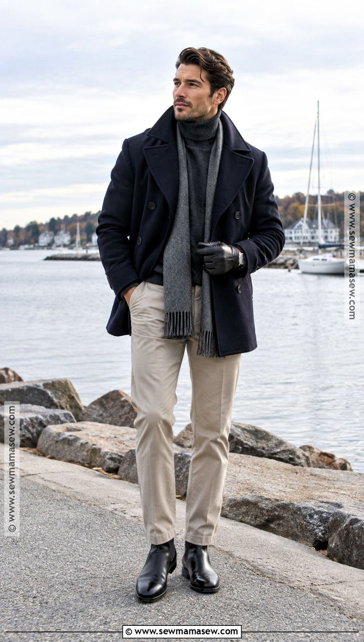 Navy Peacoat Old Money Fall Outfit - 20 old money fall outfits for men