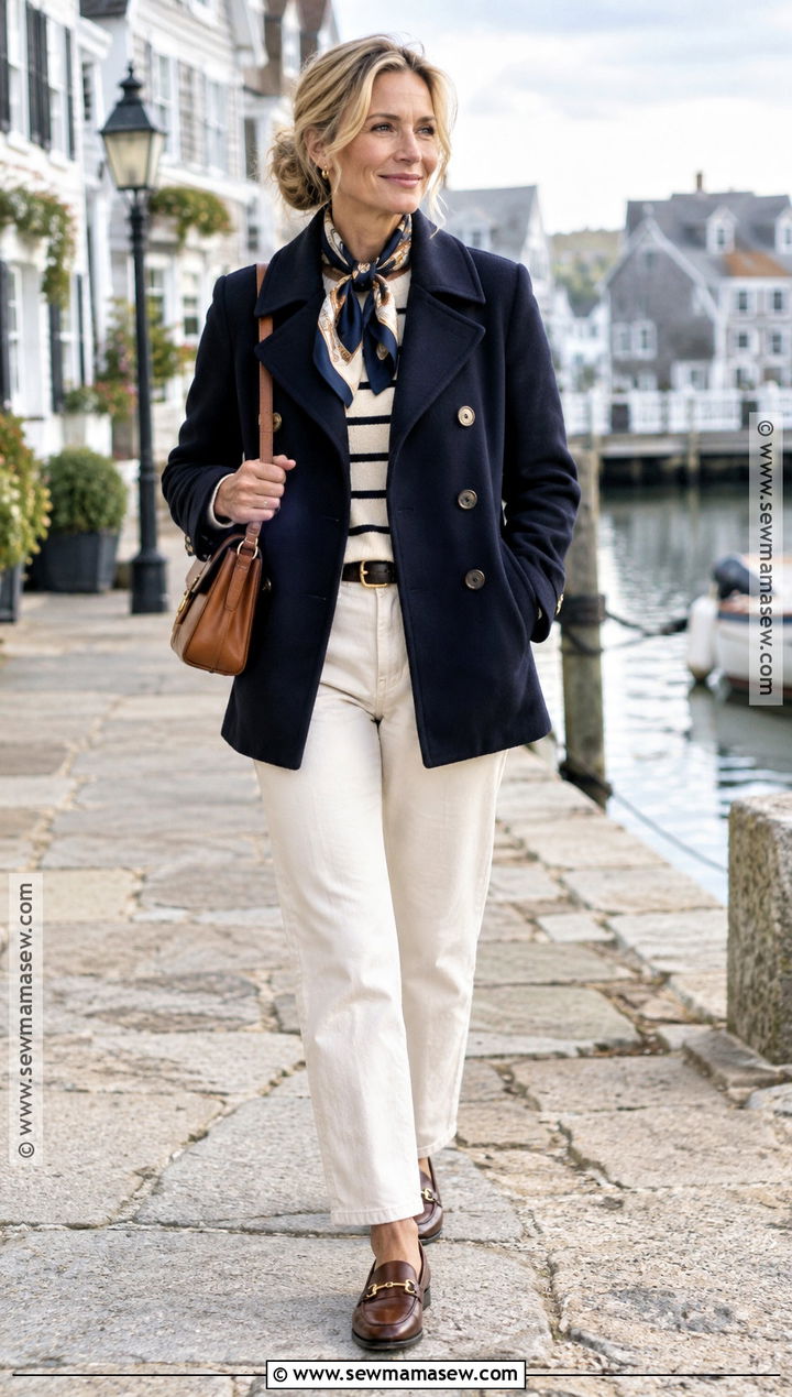 Navy Peacoat With White Jeans - 25 fall coats