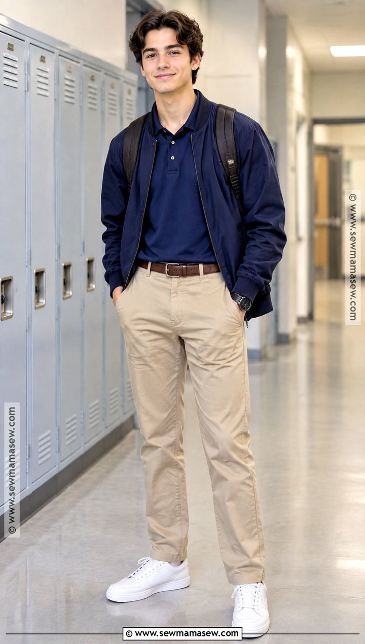 Navy Polo and Khaki Pants Uniform - 25 back to school uniform ideas