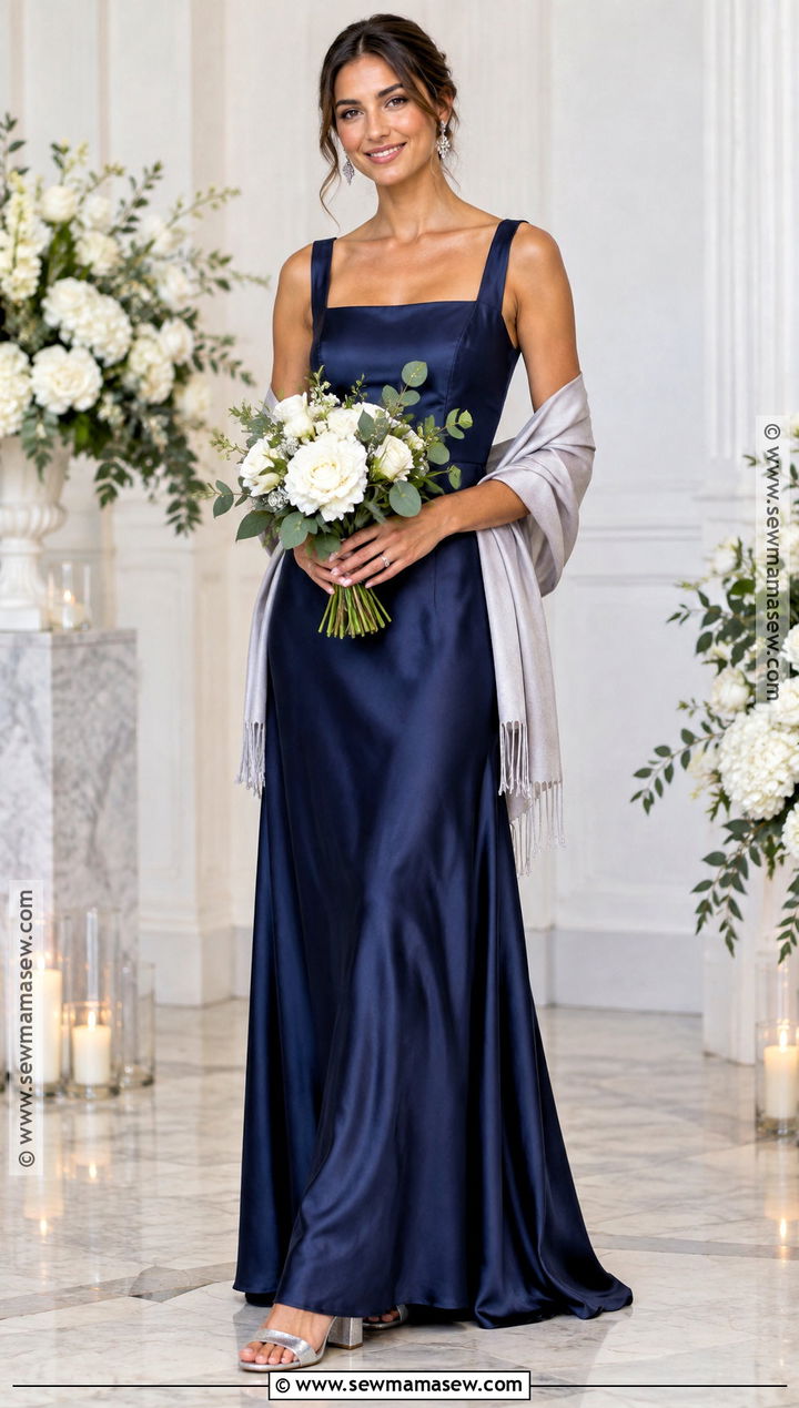 Navy Satin Autumn Bridesmaid Dress - 25 autumn bridesmaid dresses