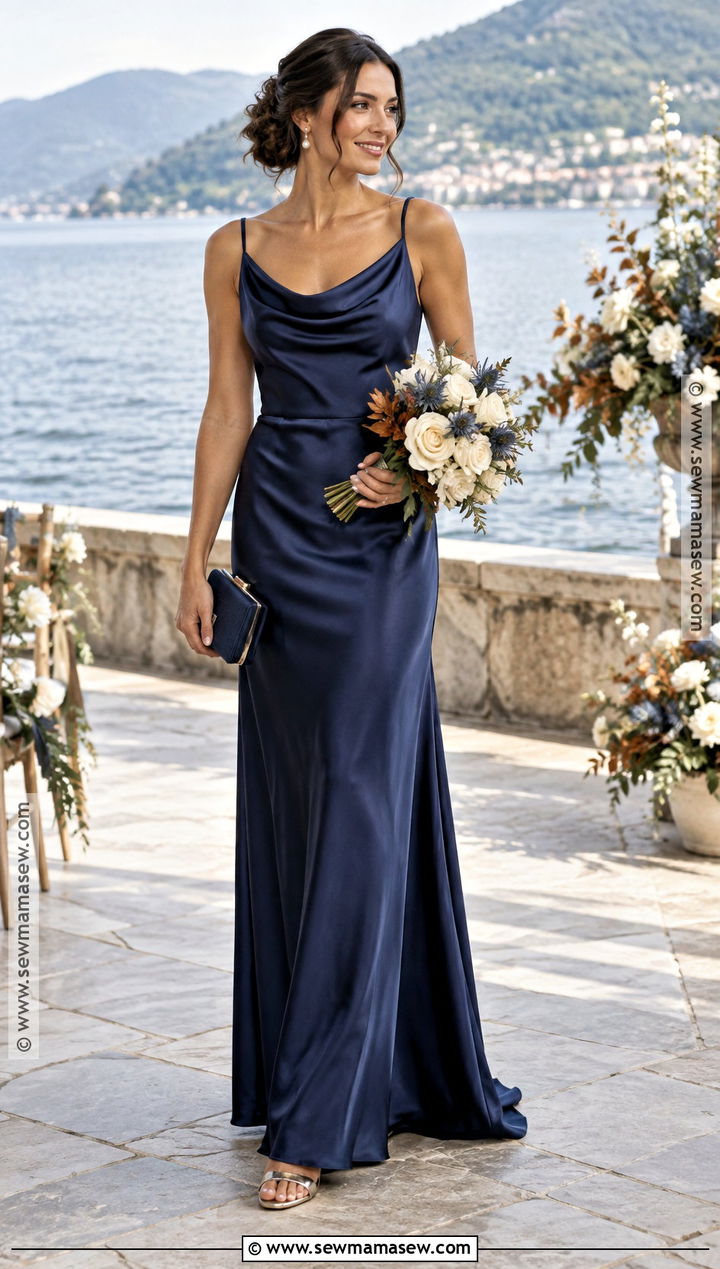 Navy Satin Bridesmaid Dress - 15 Fall Tone Bridesmaid Dresses